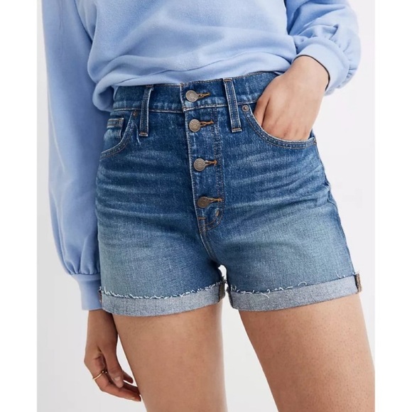 Madewell Pants - Madewell High Rise Denim Shorts Derby Wash Sz 27